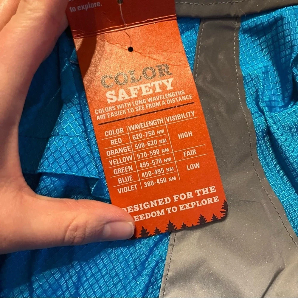 Arcadia Trail NWT Dog Raincoat High Visibility Blue Packable Jacket Size M